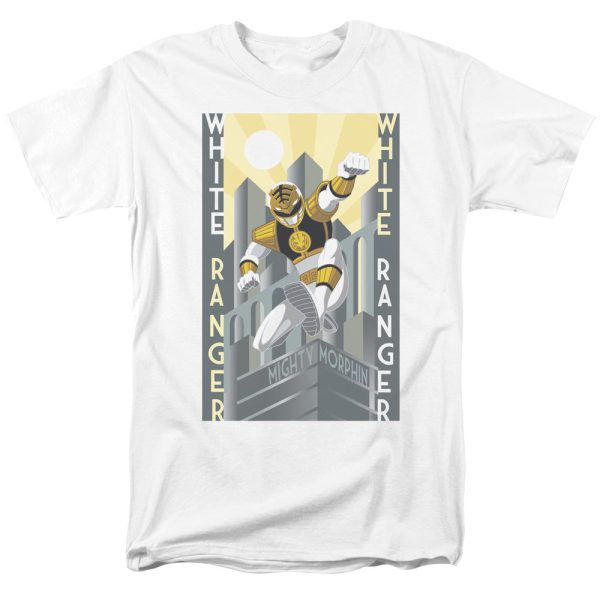 POWER RANGERS : WHITE RANGER DECO S\S ADULT 100% COTTON 18\1 T-SHIRT White 3X Fashion