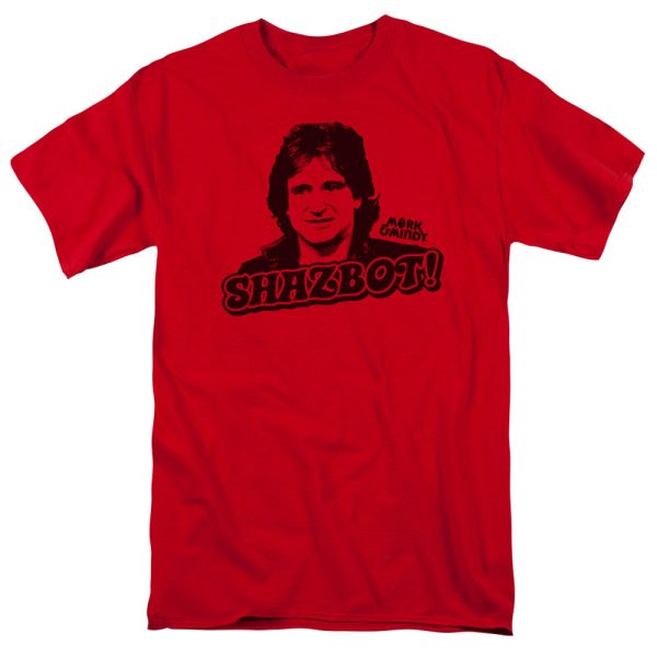 MORK AND MINDY : SHAZBOT S\S ADULT 100% COTTON 18\1 T-SHIRT RED 3X Discount